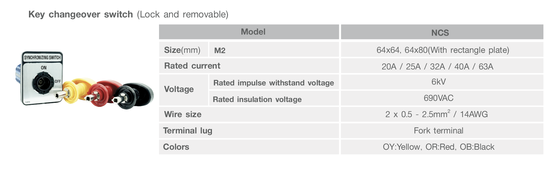 Key changeover switch